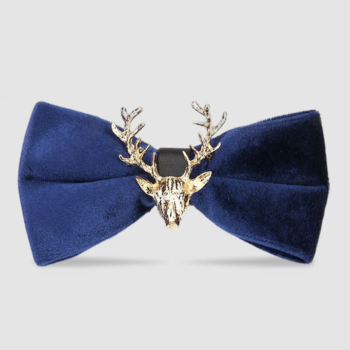 Nœud papillon en velours pour homme avec tête de renne