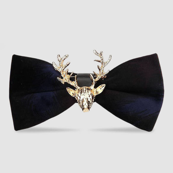 Nœud papillon en velours pour homme avec tête de renne