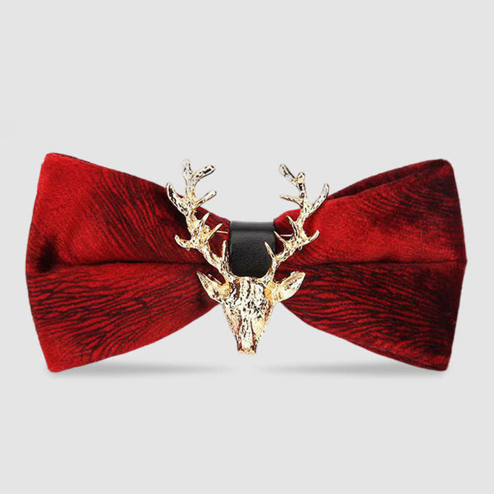 Nœud papillon en velours pour homme avec tête de renne