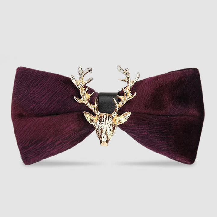 Nœud papillon en velours pour homme avec tête de renne