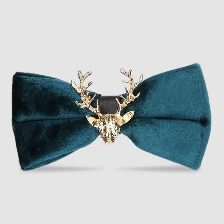 Nœud papillon en velours pour homme avec tête de renne