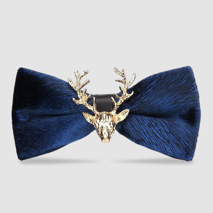 Nœud papillon en velours pour homme avec tête de renne