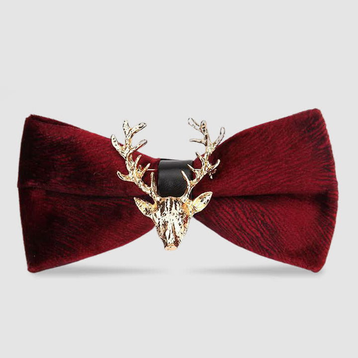 Nœud papillon en velours pour homme avec tête de renne