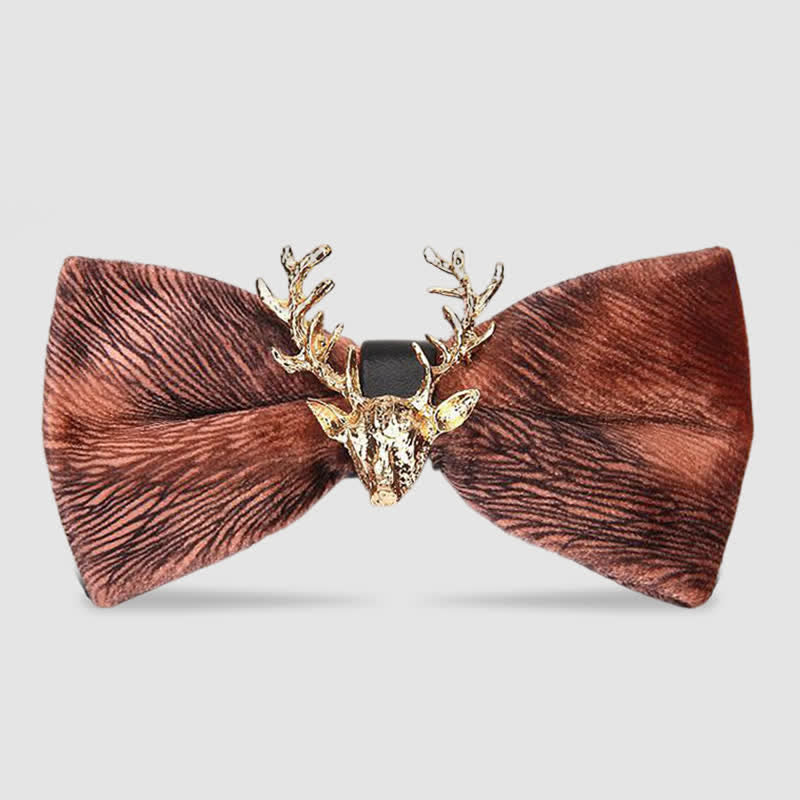 Nœud papillon en velours pour homme avec tête de renne