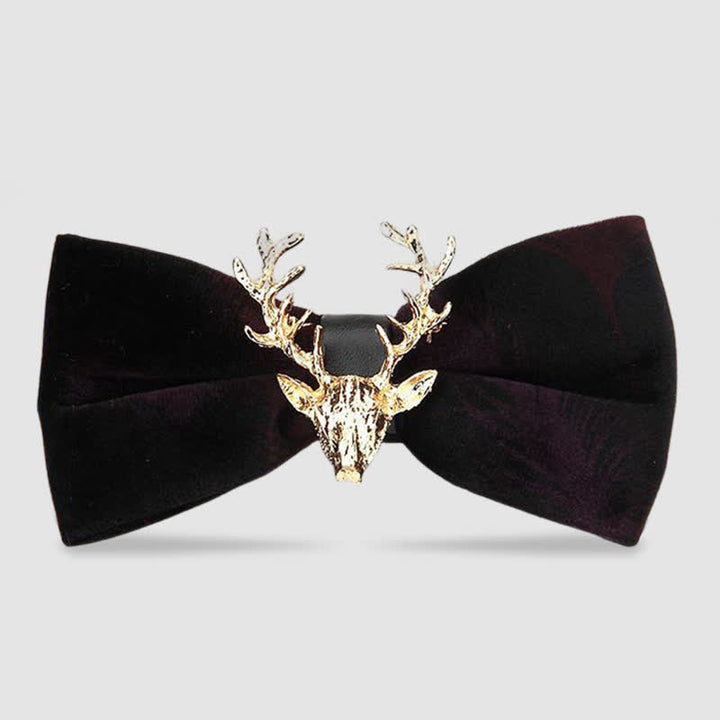 Nœud papillon en velours pour homme avec tête de renne