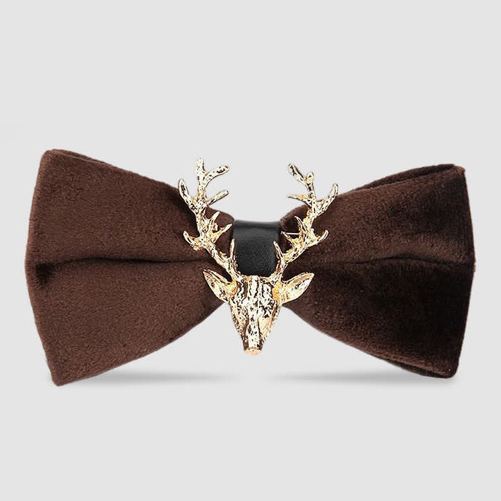 Nœud papillon en velours pour homme avec tête de renne