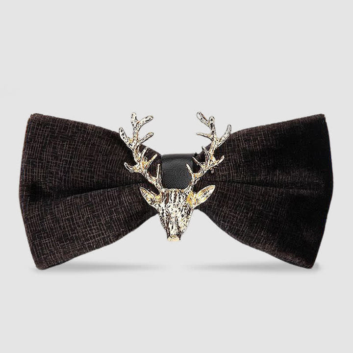 Nœud papillon en velours pour homme avec tête de renne