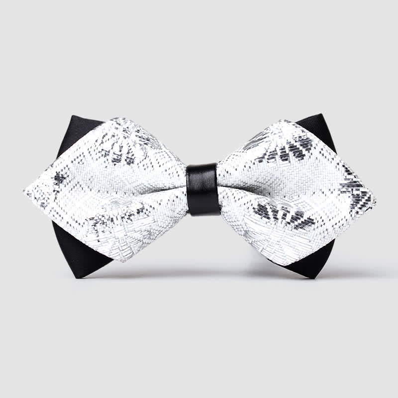 Nœud papillon pointu à motif cachemire doré pour homme - Blanc - image 19