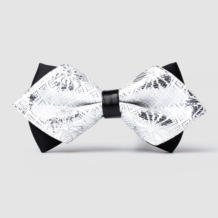 Nœud papillon pointu à motif cachemire doré pour homme - Blanc - image 19