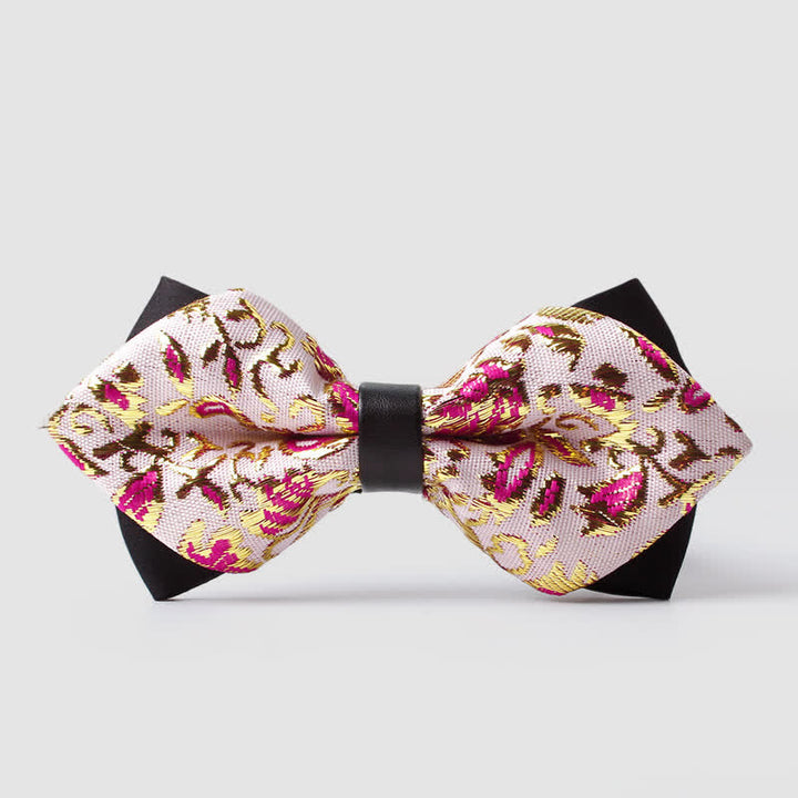 Nœud papillon pointu à motif cachemire doré pour homme - Violet - image 4