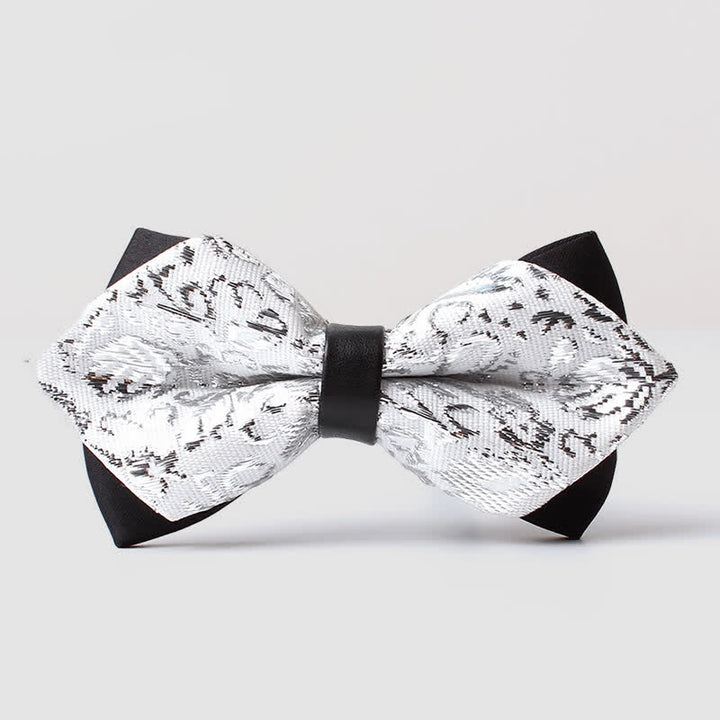 Nœud papillon pointu à motif cachemire doré pour homme - Argent - image 14