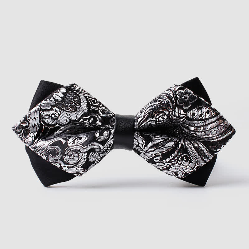 Nœud papillon pointu à motif cachemire doré pour homme - Gris - image 12
