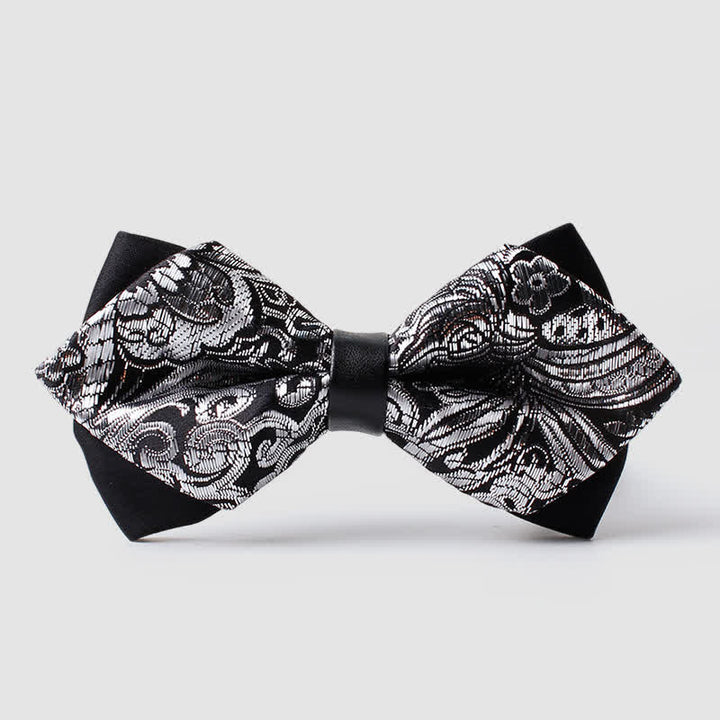 Nœud papillon pointu à motif cachemire doré pour homme - Gris - image 12