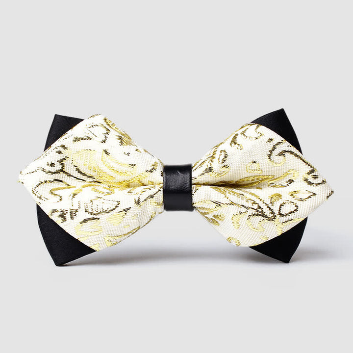 Nœud papillon pointu à motif cachemire doré pour homme - Ivoire - image 15