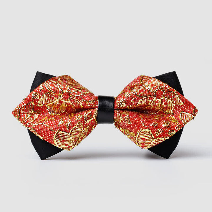 Nœud papillon pointu à motif cachemire doré pour homme - Orange - image 17