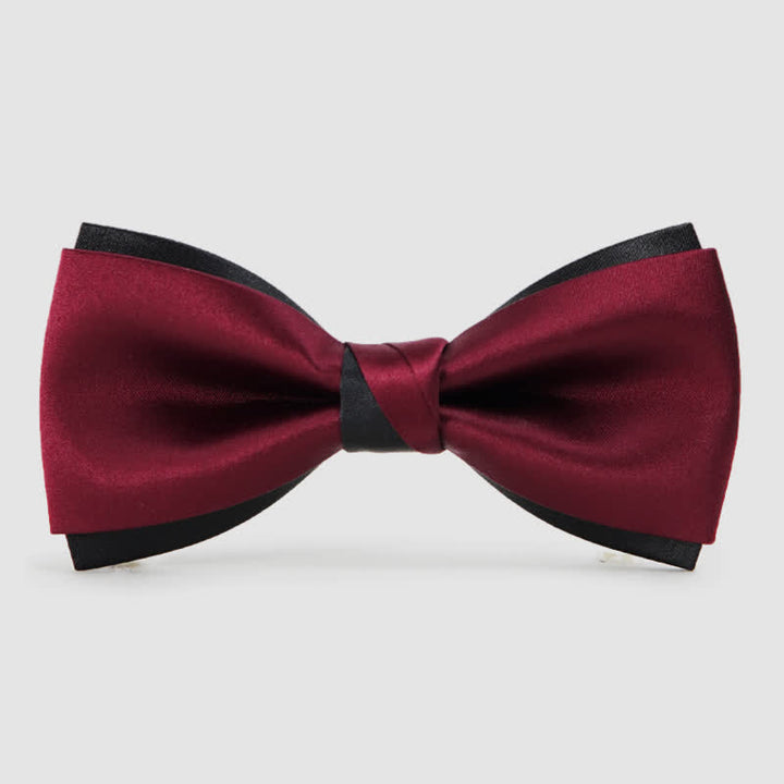 Charmant noeud papillon double épaisseur noir et rouge pour homme
