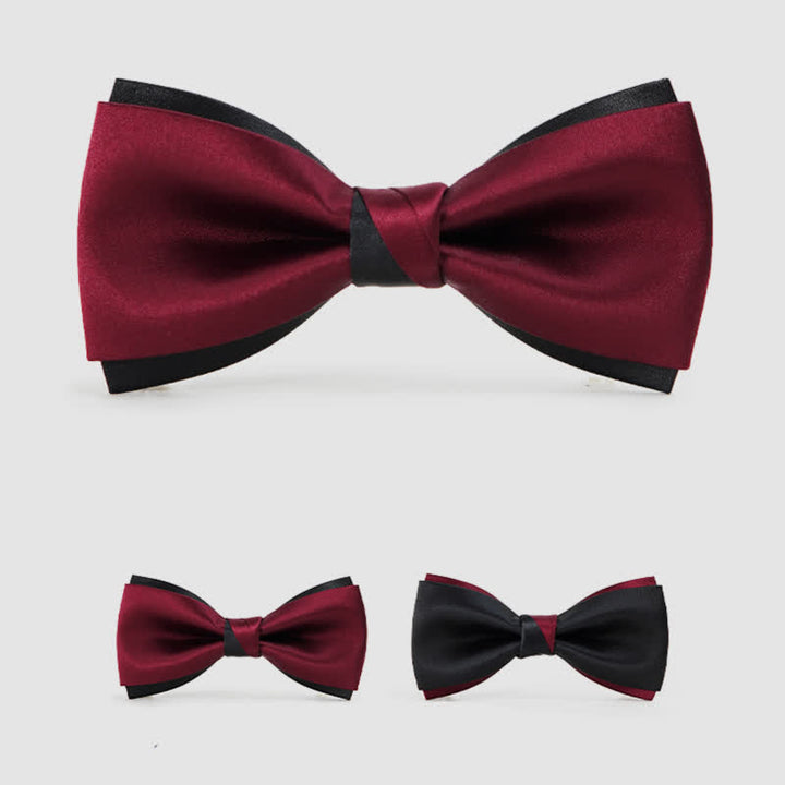 Charmant noeud papillon double épaisseur noir et rouge pour homme