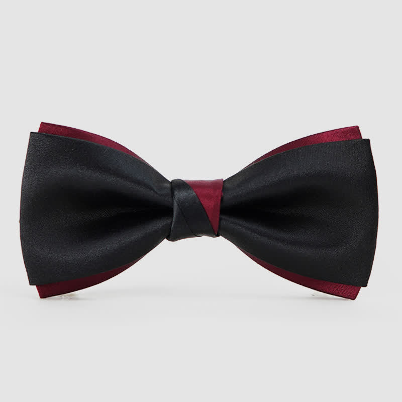 Charmant noeud papillon double épaisseur noir et rouge pour homme