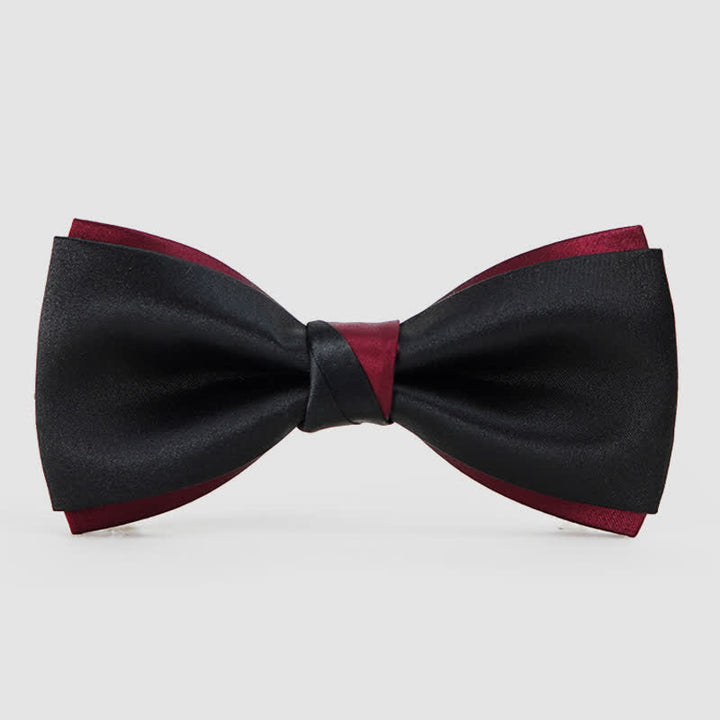 Charmant noeud papillon double épaisseur noir et rouge pour homme