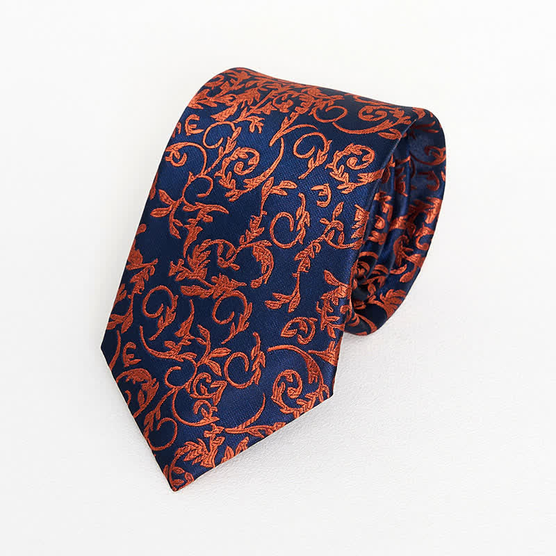 Ensemble de 3 cravates pour hommes en vigne orange et bleu marine