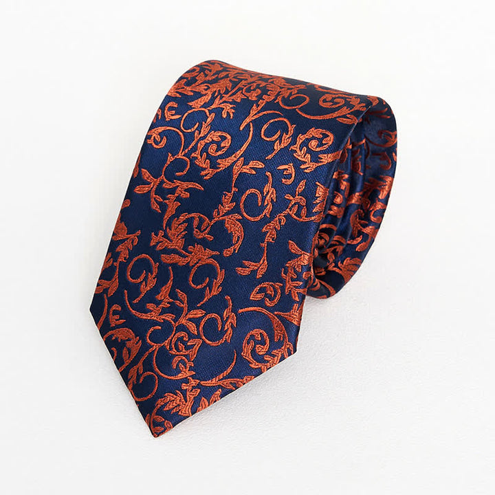 Ensemble de 3 cravates pour hommes en vigne orange et bleu marine