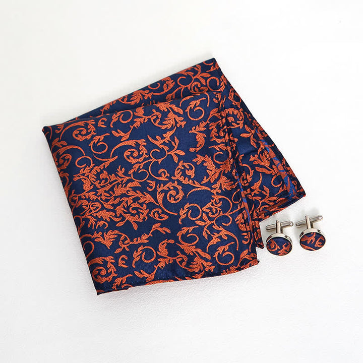 Ensemble de 3 cravates pour hommes en vigne orange et bleu marine