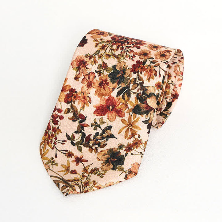 Cravate décontractée à fleurs orange et ivoire pour homme - image 1
