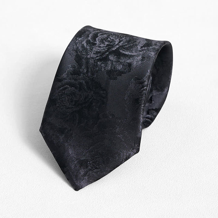 Pochette de costume classique à motif pivoine noire pour homme