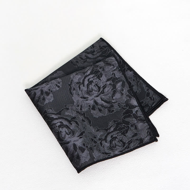 Pochette de costume classique à motif pivoine noire pour homme