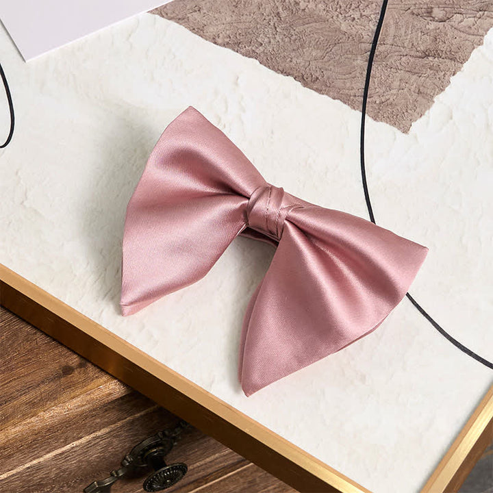 Pochette de costume pour homme, style britannique, couleur unie, surdimensionnée, avec nœud papillon pointu