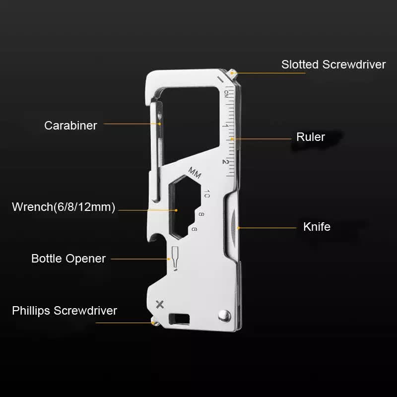 Mini couteau pliant 6 en 1 EDC, outil portable d'extérieur, porte-clés