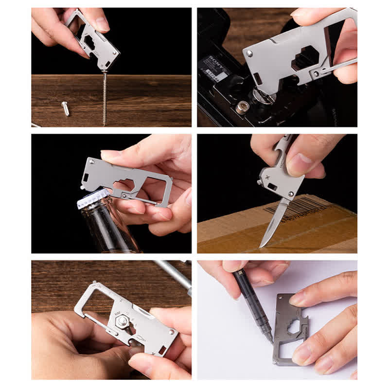 Mini couteau pliant 6 en 1 EDC, outil portable d'extérieur, porte-clés