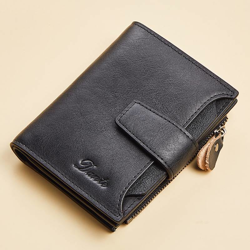 Portefeuille en cuir véritable de grande capacité avec plusieurs emplacements pour cartes et antivol RFID