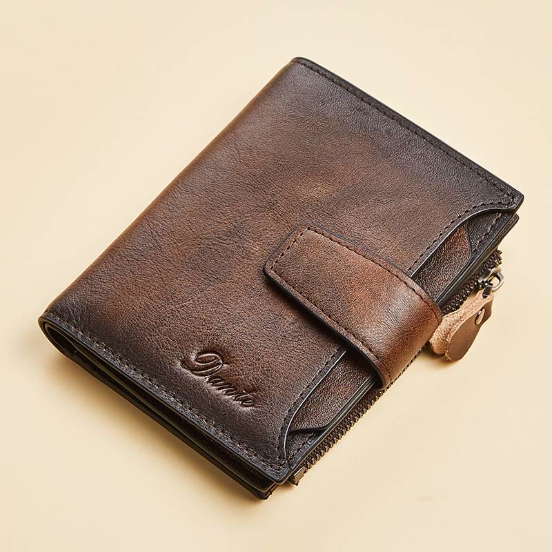 Portefeuille en cuir véritable de grande capacité avec plusieurs emplacements pour cartes et antivol RFID