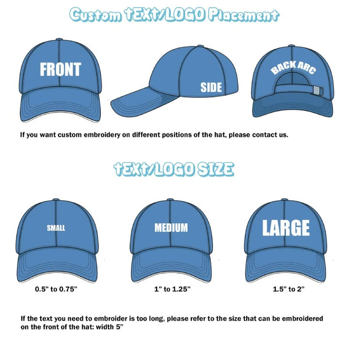 Casquette de baseball réglable avec impression de texte personnalisée