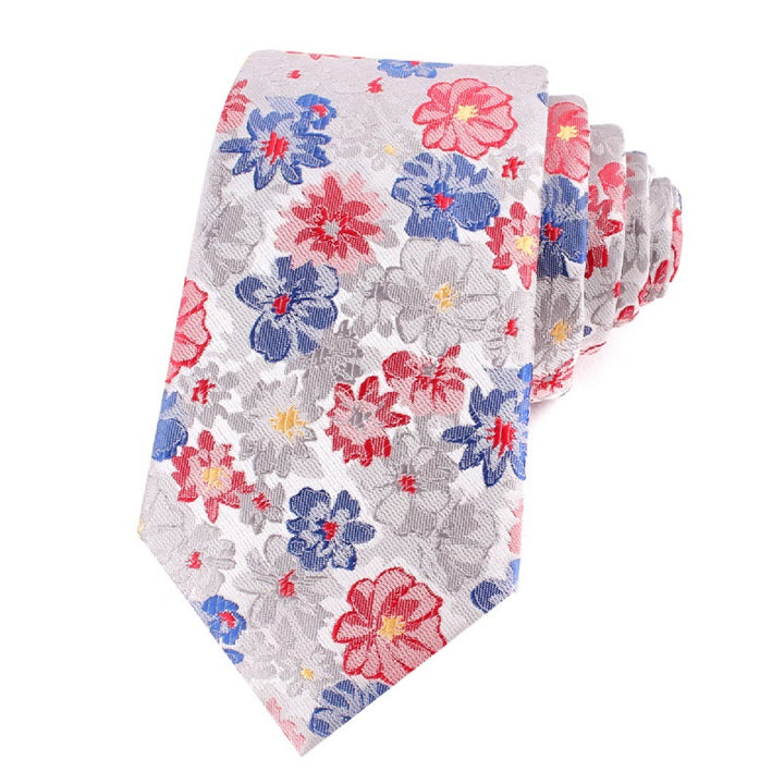 Cravate en polyester doux à fleurs colorées pour homme