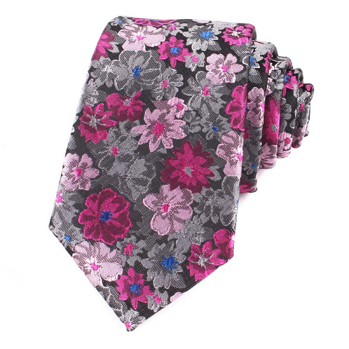 Cravate en polyester doux à fleurs colorées pour homme