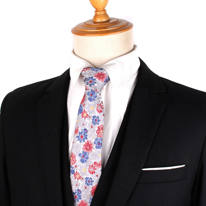 Cravate en polyester doux à fleurs colorées pour homme