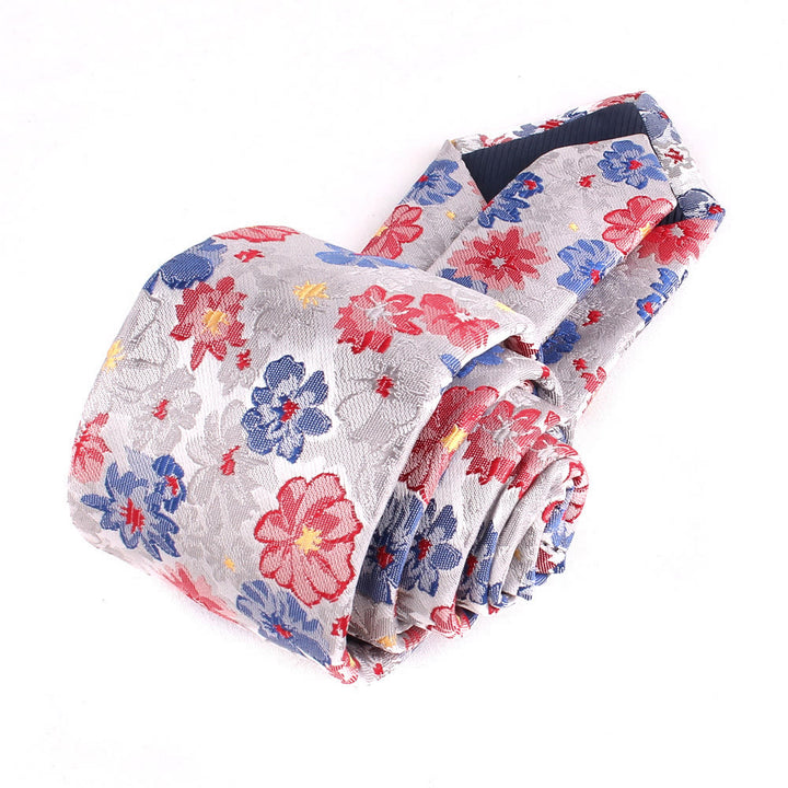 Cravate en polyester doux à fleurs colorées pour homme
