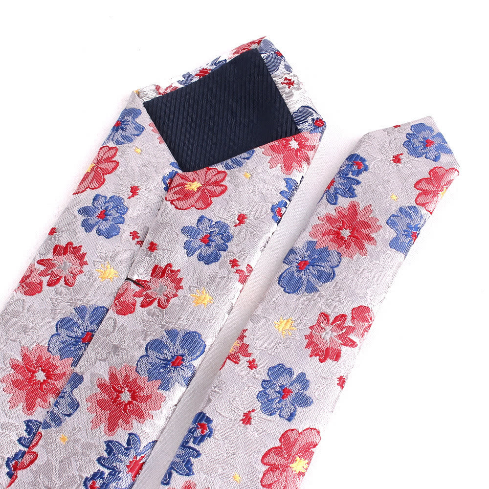 Cravate en polyester doux à fleurs colorées pour homme
