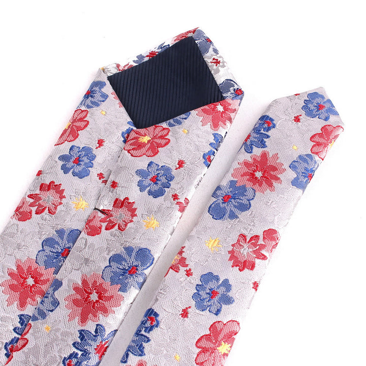 Cravate en polyester doux à fleurs colorées pour homme