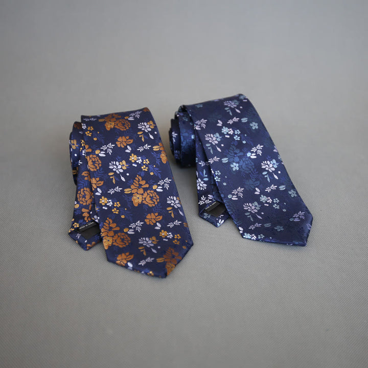 Cravate en polyester à fleurs colorées sur fond sombre pour homme