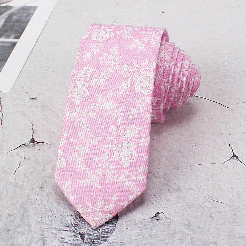 Cravate printanière en polyester à fleurs claires pour homme - Rose - image 1