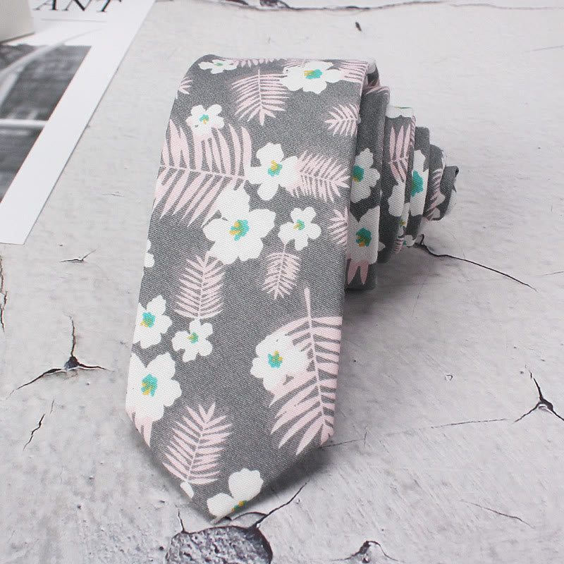 Cravate en polyester pour homme, motif fleurs printanières