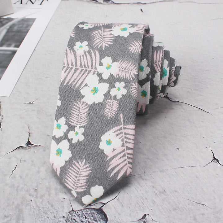 Cravate en polyester pour homme, motif fleurs printanières