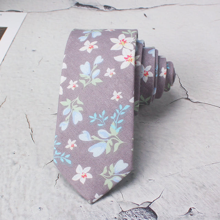 Cravate homme en polyester à fleurs bleu clair