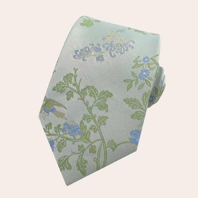 Cravate en polyester à motif floral pour homme, style vacances - Vert clair - image 1