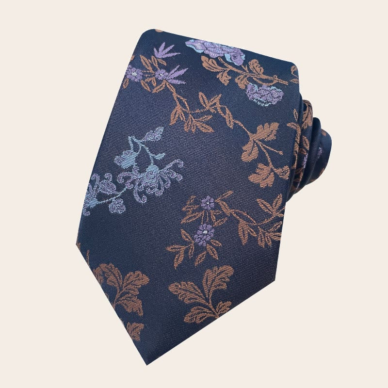 Cravate en polyester à motif floral pour homme, style vacances - Bleu marine - image 12