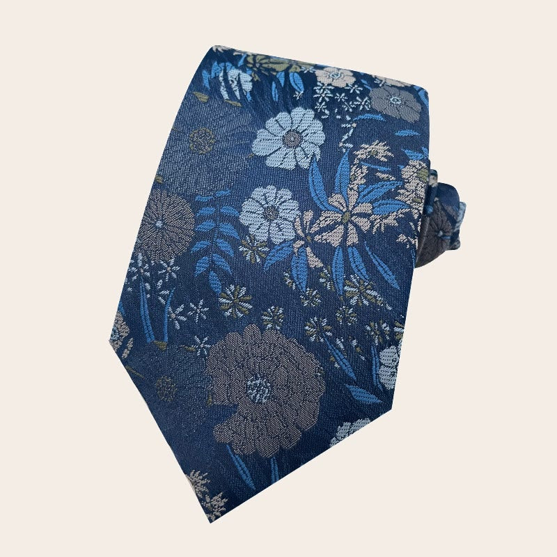Cravate en polyester à motif floral pour homme, style vacances - Bleu - image 4