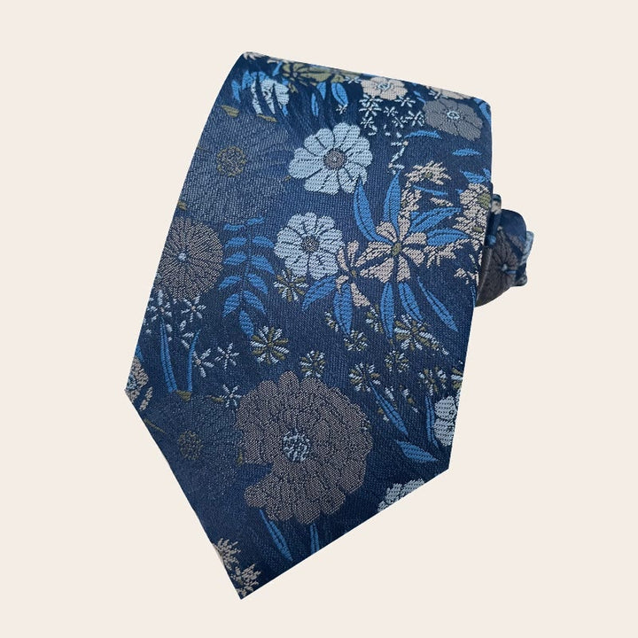Cravate en polyester à motif floral pour homme, style vacances - Bleu - image 4